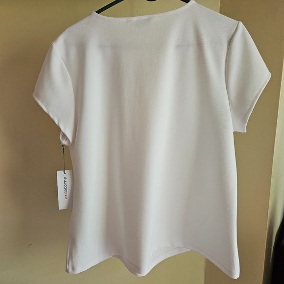 White Liz Claiborn Texture T Shirt Blouse NWT - Picture 7 of 10